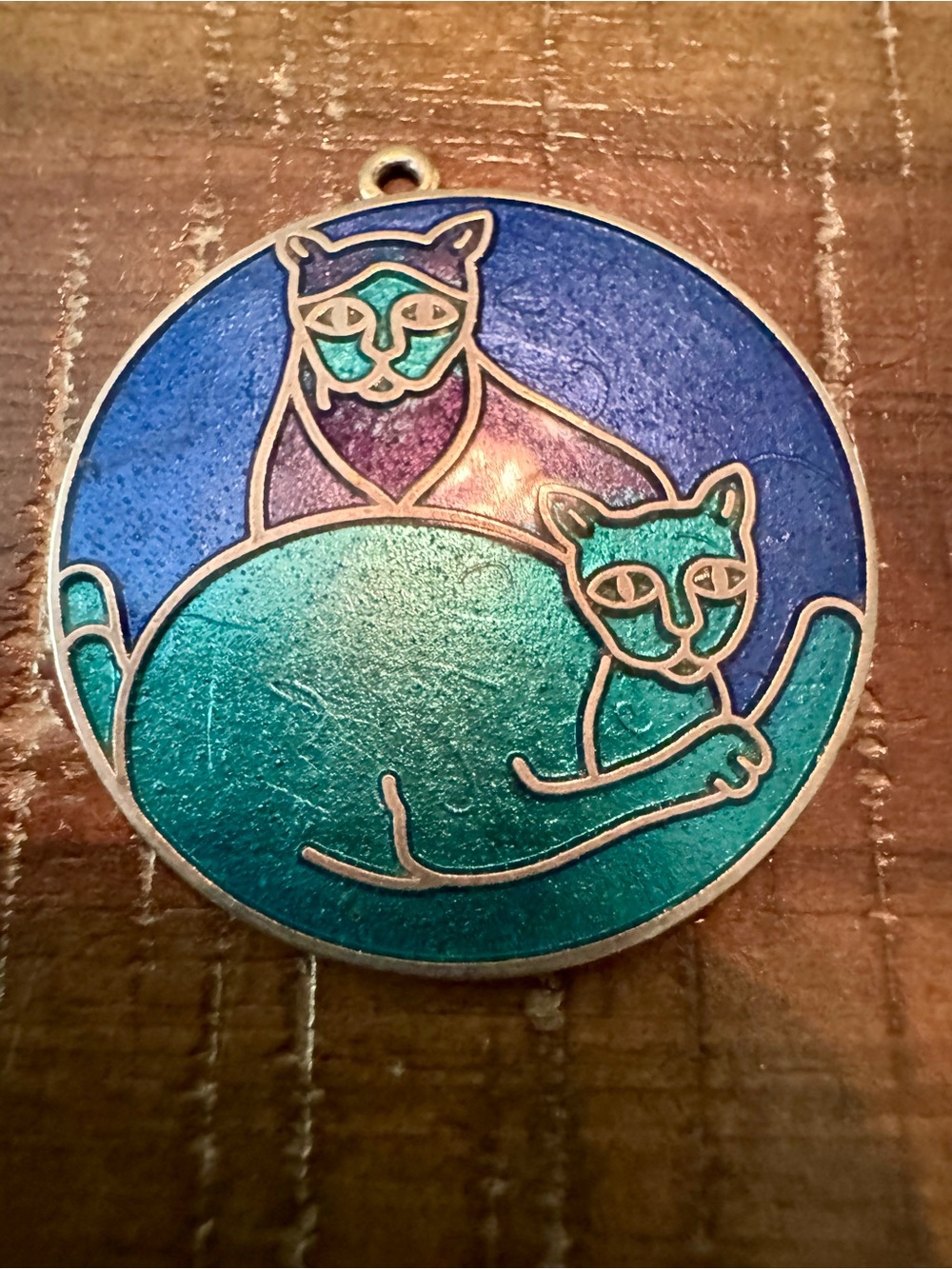 VTG enamel cat pendant for necklace
